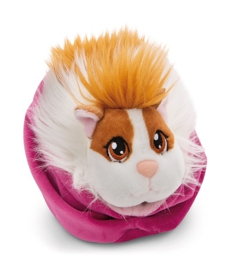 NICI 61333 Maskotka świnka morska 12cm karmelowo-biała 12cm w różowym koszyku