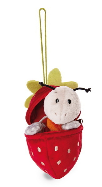 NICI 49434 Truskawka Maskotka mrówka Enzi 13cm z pętelką w truskawce GREEN