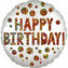 Balon foliowy z satynowymi cekinami Happy Birthday okrągły 43cm w opakowaniu 4177401