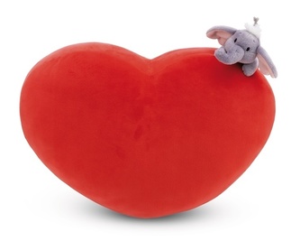 NICI 61491 Poduszka pluszowa w kształcie serca 42x27cm ze słonikiem Love 12cm