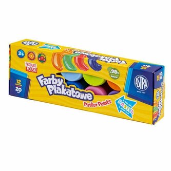 Farby plakatowe Astra 12 kolorów x 20 ml STANDART BOX (2 PASTEL) JM 301123012