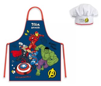 Dětská zástěra AVENGERS set s čepicí modrá