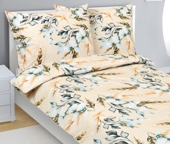 Povlečení bavlněné - Béžová,Šedá - 140x220, 70x90 cm