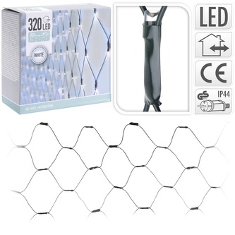 KOOPMAN, 47192 Řetěz svítící SÍŤ, 320 x LED, 300 x 150 cm, barva světla: LED studená bílá