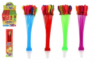 Vodní bomby sada 37ks s nástavcem na kohoutek 2 barvy v krabičce 6x25x3cm 24ks v boxu