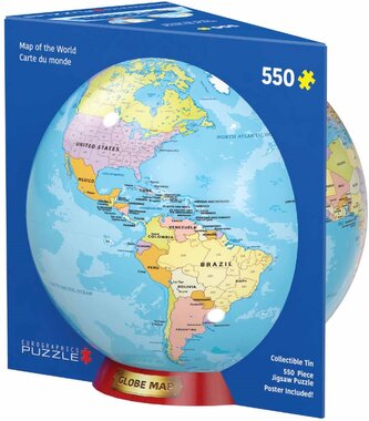 EUROGRAPHICS Puzzle v plechové krabičce Mapa světa 550 dílků