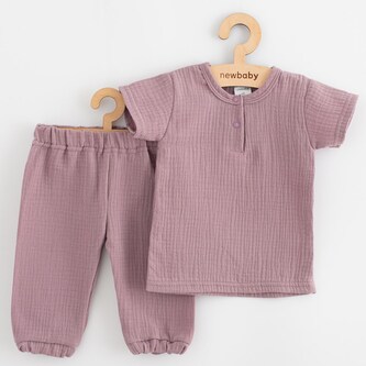 Kojenecká mušelínová souprava tričko a kalhoty New Baby lavender - velikost 86 (12-18m)