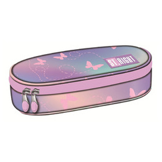 Piórnik saszetka usztywniona z wewnętrzną klapką.  Pink Butterflies