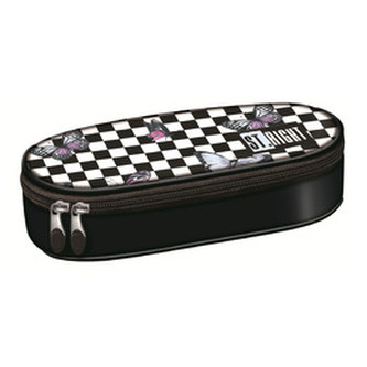 Piórnik saszetka usztywniona z wewnętrzną klapką. Chessboard Butterflies