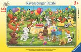 RAVENSBURGER Puzzle Oslava narozenin se zvířecími kamarády 15 dílků