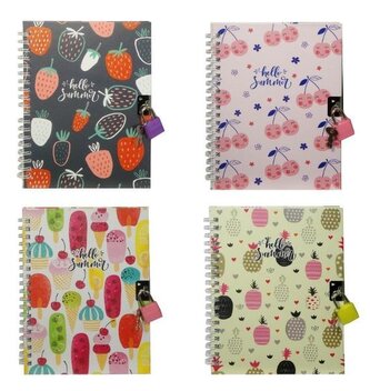 Pamiętnik z kłódką i owocowym motywem MIX
