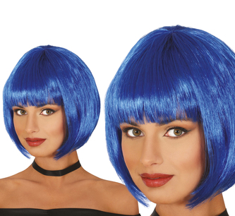 Fiestas Guirca Krátká paruka mikádo s ofinou modrá