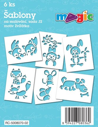 Papírové šablony MAGIC, 11x14cm, 6ks, sada J2 - ZVÍŘÁTKA III.
