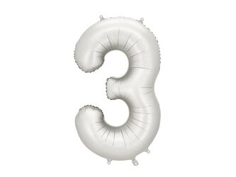 Balon foliowy cyfra 3 86cm srebrny