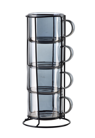 PETER GREY Komplet 4 filiżanek na stojaku 350ml