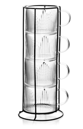 PETER Komplet 4 filiżanek na stojaku 350ml