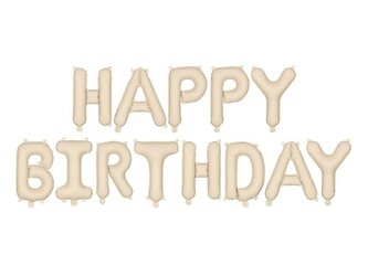 Balon foliowy Happy Birthday 340x35cm beż