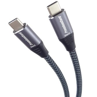 PremiumCord USB-C kabel ( USB 3.2 GEN 2x2, 5A, 100W, 20Gbit s ) 3m, bavlněný oplet