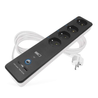 EMOS GoSmart prodlužovací kabel 2 m / 4 zásuvky / s vyp. / s USB / bílá-černá / PVC / 1,5 mm2