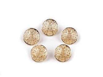 Kovový knoflík filigrán velikost 24", 28" - 25 ks - 10 (24") zlatá klasik