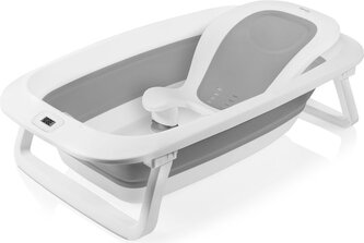 LIONELO Skládací vanička Babybubble s teploměrem a lehátkem Grey Dove