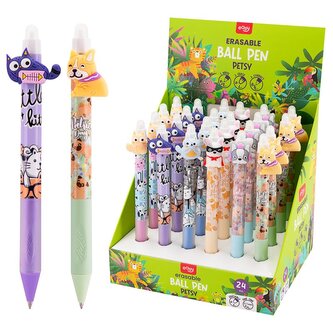 EASY Kids PETSY Gumovací kuličkové pero, modrá náplň, 0,7 mm, 24 ks v balení, mix vzorů