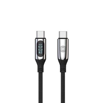 Kabel s LCD Forever USB-C/USB-C 1m 100W černý