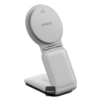 Držák do auta s bezdrátovým nabíjením Qi2 Baseus PrimeTrip C02 na palubní desku bílý