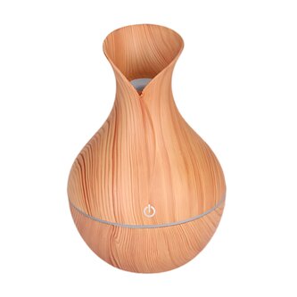 Aroma difuzér a zvlhčovač vzduchu s LED osvětlením – 130 ml, dřevěný dekor