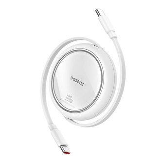 Navíjecí kabel Baseus Free2Pull USB-C/USB-C s nastavitelnou délkou až 1m 100W bílý