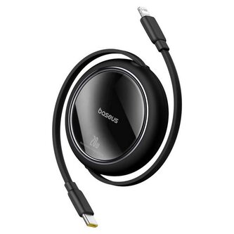 Navíjecí kabel Baseus Free2Pull USB-C/Lightning s nastavitelnou délkou až 1m 20W černý