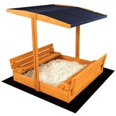 Dětské dřevěné uzavíratelné pískoviště s lavičkami a stříškou Baby Mix 120x120 cm modré