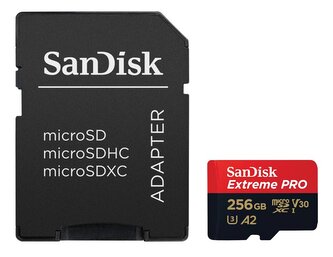 SanDisk Extreme PRO microSDXC 256GB / A2 C10 V30 UHS-I U3 / 200MB/s & 140MB/s / SD Adaptér + 2 years RescuePRO