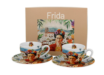 2 filiżanki espresso ze spodkami MEXICAN ART RED