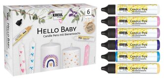 Sada CANDLE PEN HELLO BABY voskové pero pro malování svíček 6ks - sada, KREUL Sada CANDLE PEN HELLO BABY voskové pero pro malování svíček 6ks - sada, KREUL
