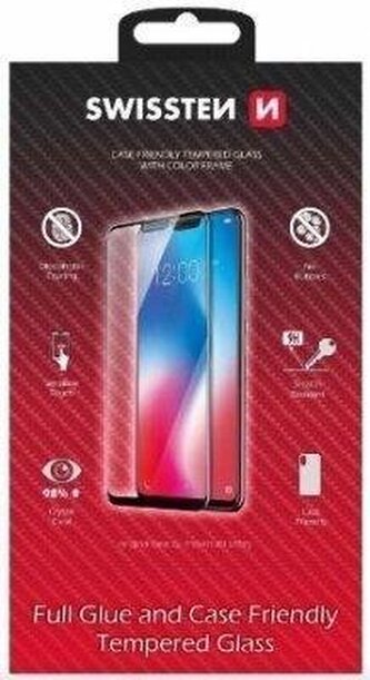 SKLO SWISSTEN FULL GLUE, COLOR FRAME, CASE FRIENDLY PRO SAMSUNG S721B GALAXY S24 FE 5G ČERNÉ