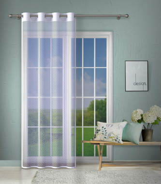 Dekorační vzorovaná záclona s kroužky EVITA bílá 140x250 cm (cena za 1 kus) MyBestHome