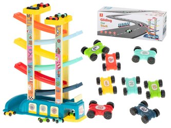 Dvoupatrová skluzavka s autíčky - Garáž pro auta + 8 aut