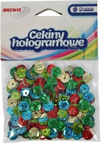 Cekiny hologramowe 8mm 10g mix