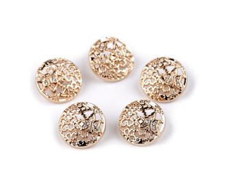 Kovový knoflík velikost 28", 34" s motýlkem a kamínky - 5 ks - 3 (28") růžové zlato