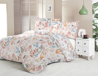 Saténové francouzské prodloužené povlečení LUXURY COLLECTION 1+2, 240x220, 70x90cm CORAL garden