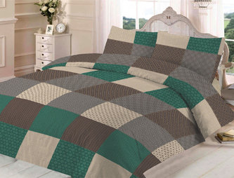 Bavlněné povlečení Zelené kostky 140x200, 70x90 cm