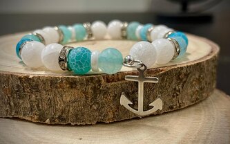 Náramek s přívěskem Kotva - Dračí achát