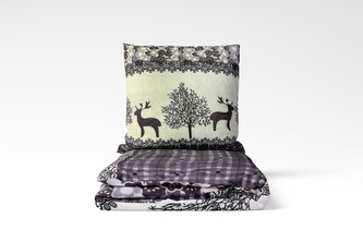 Povlečení Mikroplyš Sob šedofialový 140x200, 70x90 cm