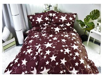 Povlečení Mikroplyš Hvězdy hnědé 140x200, 70x90 cm
