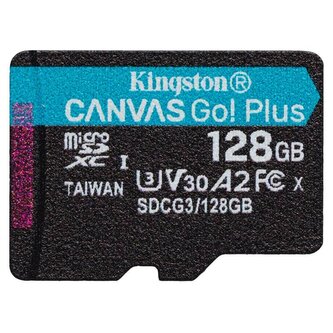 Kingston paměťová karta 128GB microSDXC Canvas Go Plus Gen4 A2 U3 V30 Card + ADP