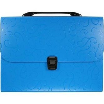 Teczka A4 z rączką 12 przegródek wzory niebieska