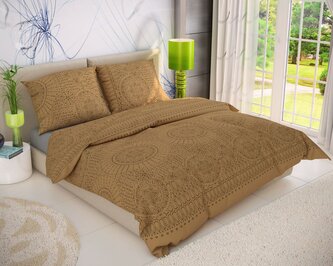 Klasické ložní bavlněné povlečení DELUX 140x200, 70x90cm MERIT zlaté