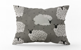 Povlak na polštář Ovečky 70x90 cm tmavě šedá - zvýhodněný produkt