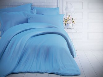 Jednobarevné bavlněné povlečení 140x200, 70x90cm modré